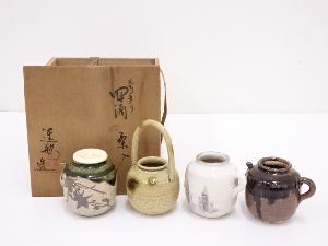 加藤連瓶造　色変り四滴茶入　□z